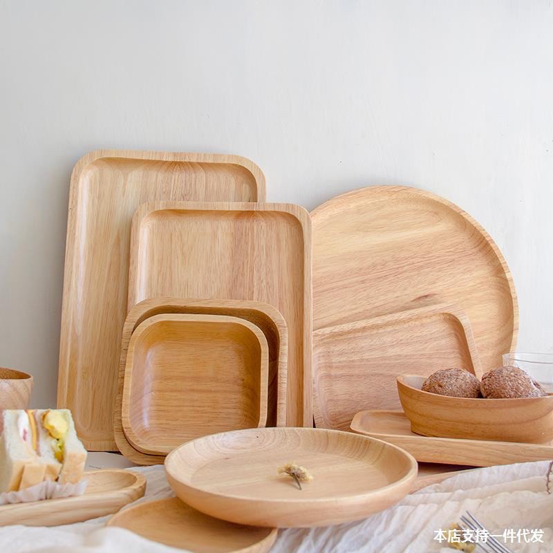 Đĩa gỗ hình chữ nhật để đồ ăn hoặc làm phụ kiện chụp ảnh