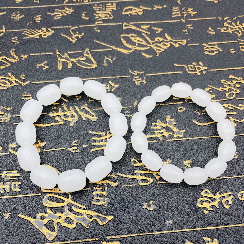 Vòng Tay Chuỗi Hạt Ngọc Bích Trắng Thời Trang Cho Cặp Đôi