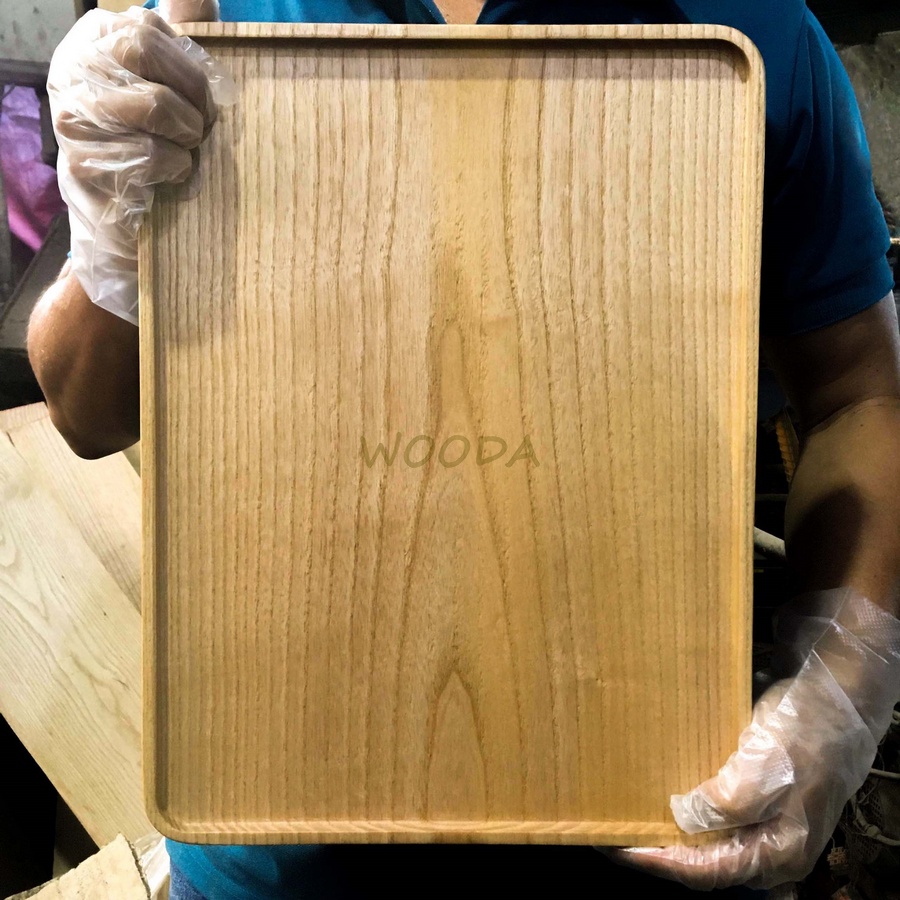 Khay gỗ / Mâm gỗ loại to hình chữ nhật đa năng nhiều kích thước bằng gỗ ASH