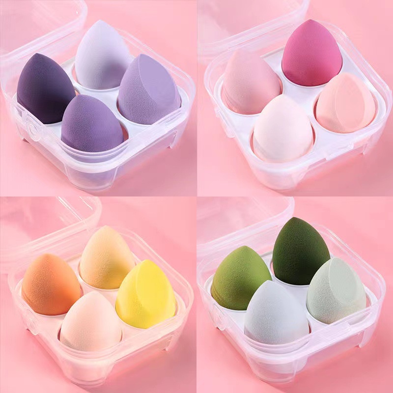 Set 4 mút trang điểm hình trứng mền mại - Có hộp đựng