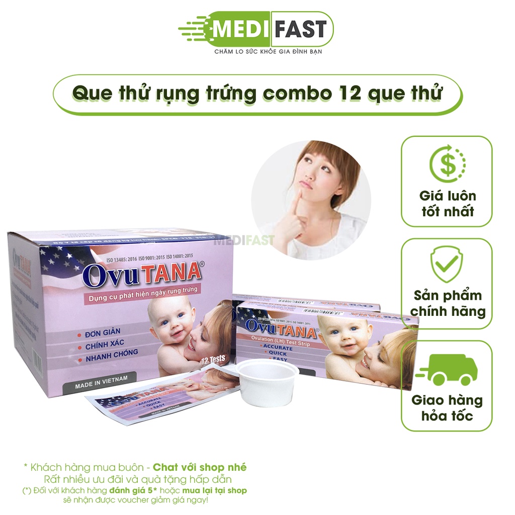 Que thử rụng trứng Ovutana - Combo Hộp lớn - 12 que thử - giao hàng kín đáo, che tên