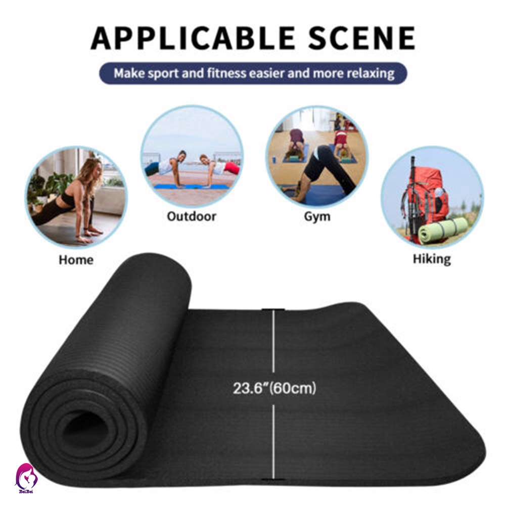 【Hàng mới về】 10mm Thick Durable Exercise Yoga Mat Sport Fitness Pad Portable for Gym Home