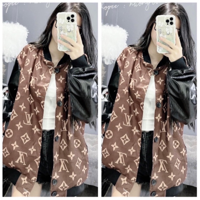 Áo Bomber nam, nữ Tay Da L.V form rộng mẫu mới nhất MAX ONLY