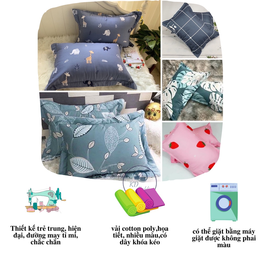 Áo gối nằm, vỏ gối ôm Cotton poly chống ngấm siêu đẹp  KD BEDDING kích thước 45cm x65cm và 35cm x 1m nhiều mẫu