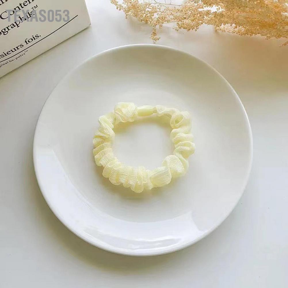 Texas053 Elastic Hair Scrunchy Chiffon Simple Soft Small Intestine Cute for Daily Use Working School