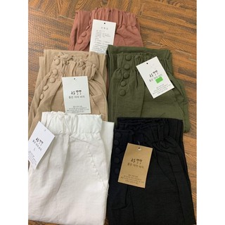 Quần baggy cúc bọc chất đũi mềm mát