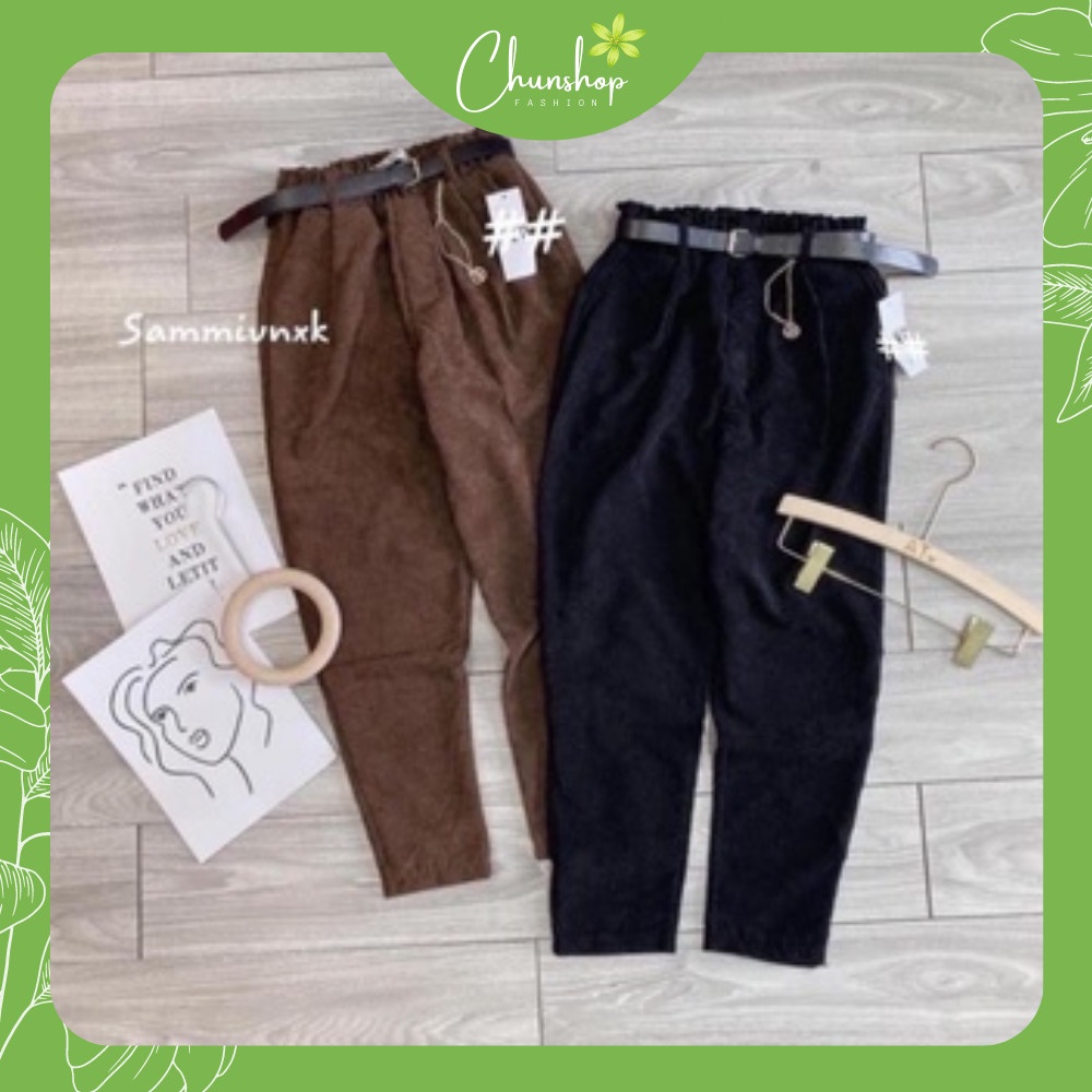 Quần baggy nữ cạp chun❤Quần baggy công sở chất nhung tăm,dễ phối đồ❤Quần tây có đủ size S,M,L,XL, 2 màu đen và vàng bò