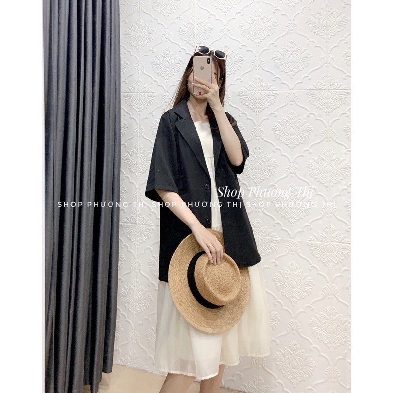 Áo blazer tay ngắn 1 lớp ulzzang (video/hình thật/sẵn)