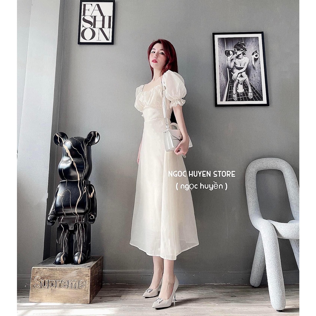 Váy Trắng Tiểu Thư Cổ Vuông Tay Bồng Dáng Cộc Tay,FREESIZE Dưới 55kg ,Váy Trắng Công Chúa Dự Tiệc Bánh Bèo Xinh Xắn | BigBuy360 - bigbuy360.vn