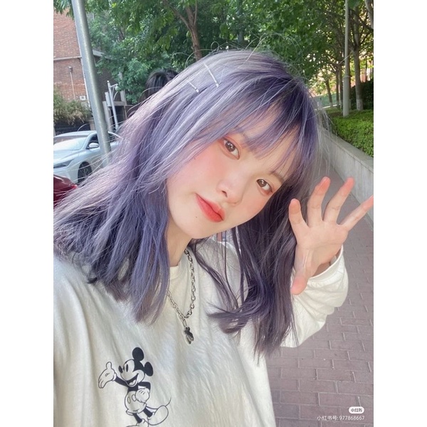 Thuốc Nhuộm Tóc Màu TÍM KHÓI SÁNG - VIOLET PASTEL ASH Cần Tẩy Tóc Hanahairs tặng kèm oxy trợ nhuộm và dụng cụ nhuộm tóc