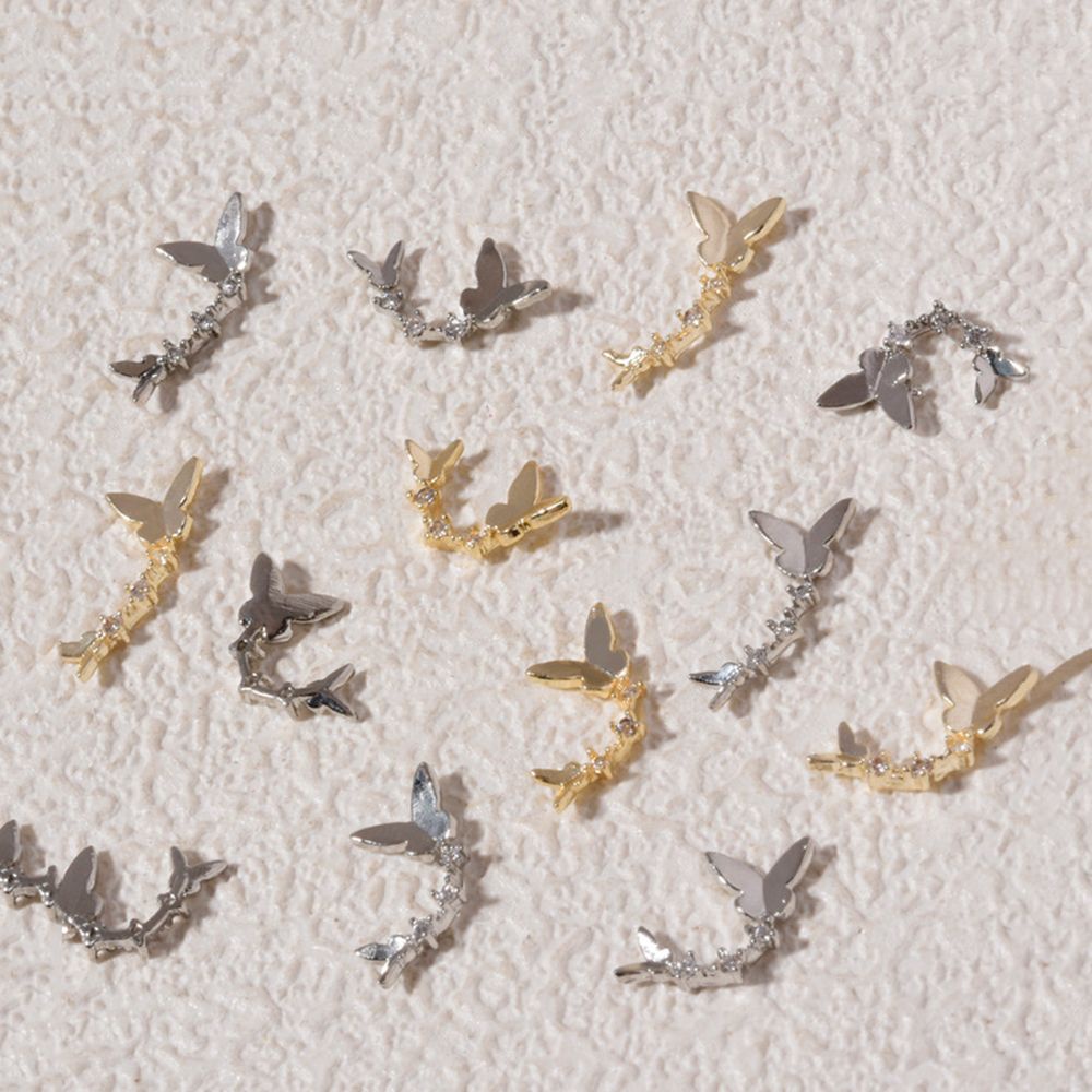 [Hàng mới về] Hạt phụ kiện trang trí móng tay nghệ thuật hình bướm đính đá zircon kim loại sang trọng tinh tế nhiều màu
