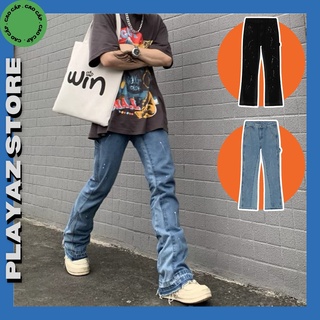 Quần jeans ống loe vẩy sơn playaz phong cách vintage