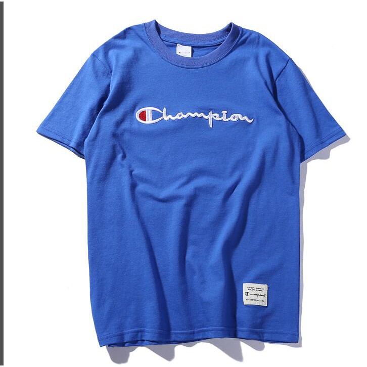 Áo thun cotton ngắn tay thêu chữ Champion cho nam nữ | BigBuy360 - bigbuy360.vn