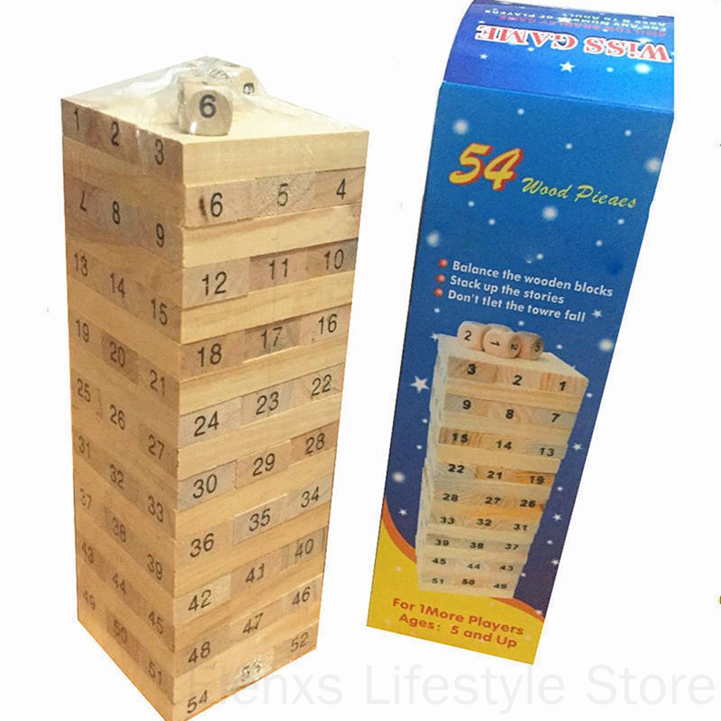 48PCS/Set Wooden Column Building Blocks Game Children Education Toy Number DIY Bricks Toys Baby ELEN