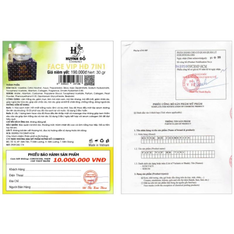 Kem face dưỡng trắng da giảm nám tàn nhang vip 7in1 tặng 1serum nhỏ