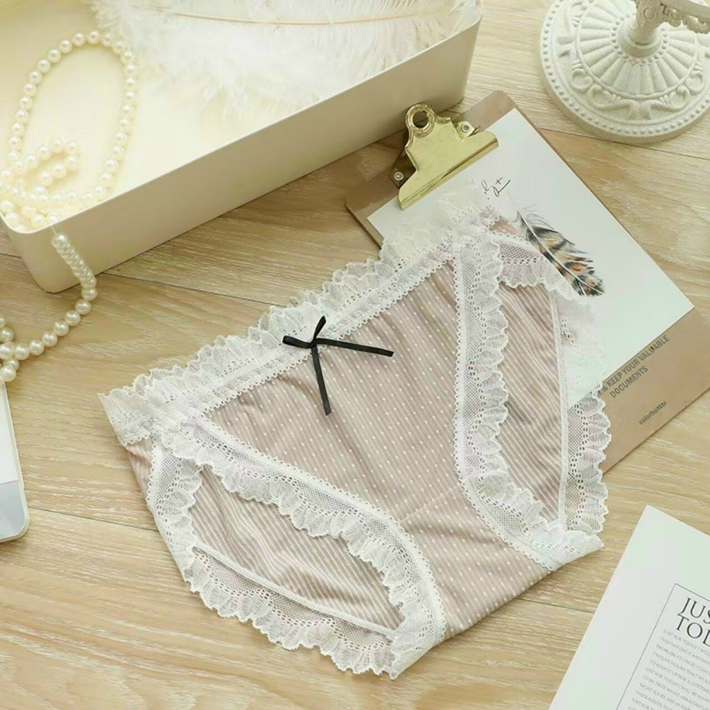 Quần Lót Nữ Cotton Cao Cấp Chấm Bi Viền Ren Sexy Quyến Rủ Gợi Cảm Min Underwear 179225