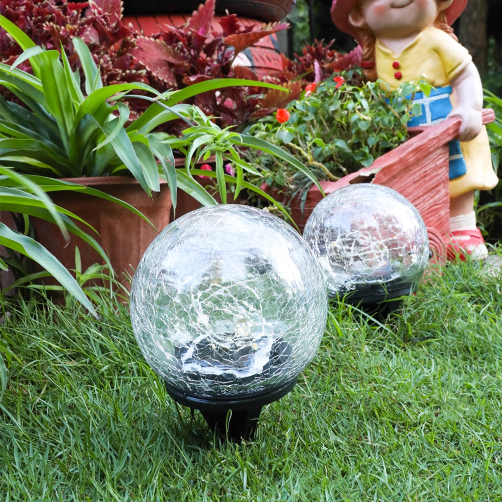Đèn Led Năng Lượng Mặt Trời Hình Quả Cầu Bằng Kính Chống Nứt Nẻ Trang Trí Sân Vườn Ngoài Trời