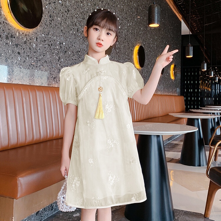 Đầm Sườn Xám Công Chúa Tay Ngắn Phong Cách Phương Tây Mẫu Mới 2022 Thời Trang Mùa Hè Cho Bé Gái