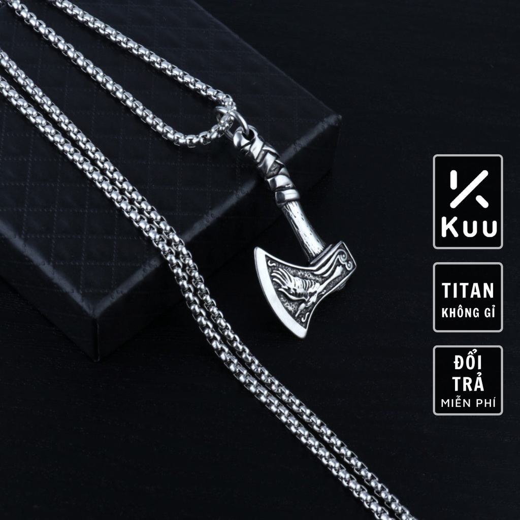 Vòng cổ nam nữ unisex dây chuyền Kuu Studio màu bạc Titan đẹp phụ kiện thời trang - Vòng Cổ Axe