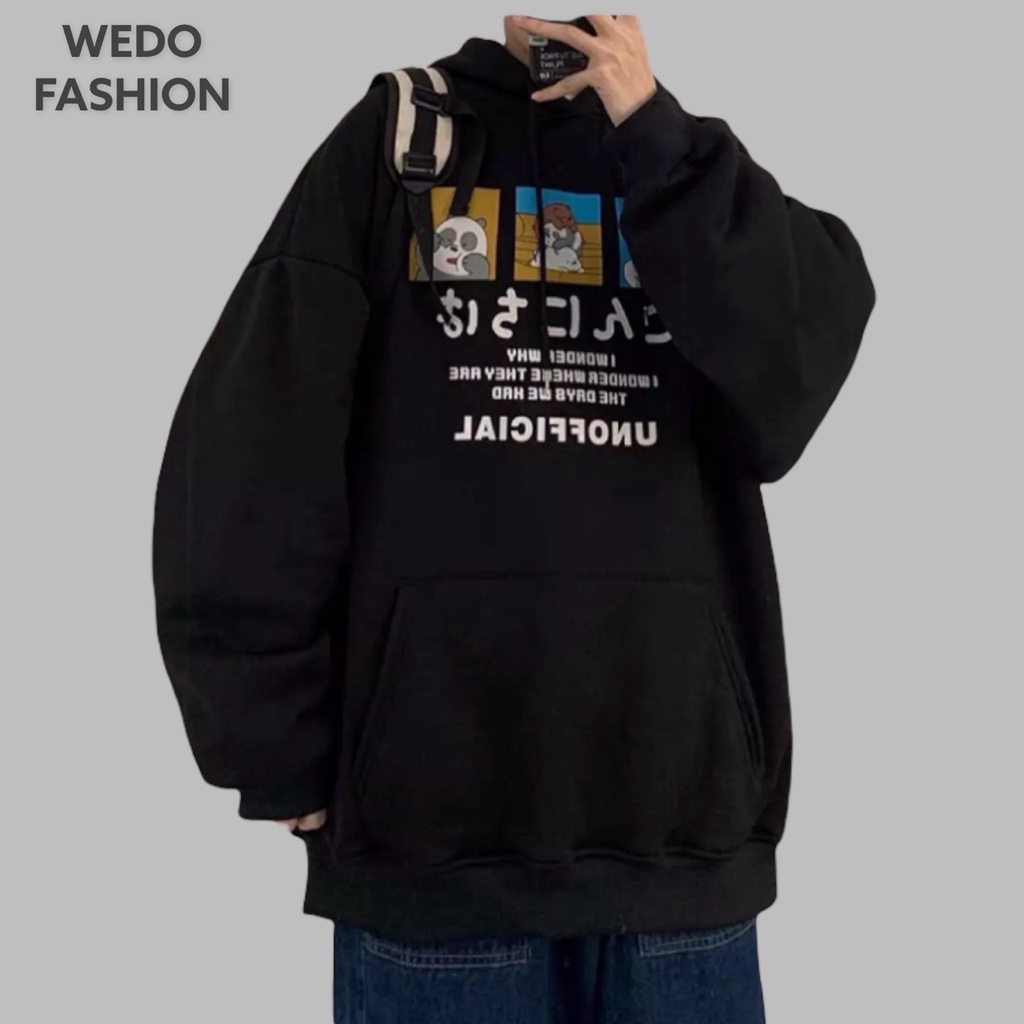 Áo Hoodie nam nữ in chữ KONNICHIWA, vải nỉ mềm mịn phối nón phong cách cá tính