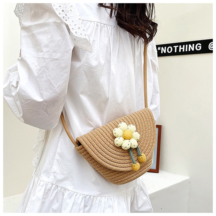 Túi cói JASMIN NOIR bằng rơm đính hoa thời trang cho nữ