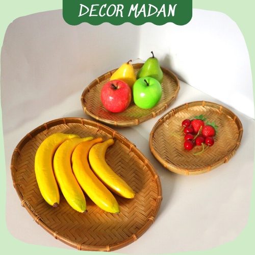 Mẹt tre hình bầu đan viền mây đủ Size 20cm-60cm, phục vụ nhà hàng, trang trí  - MADAN