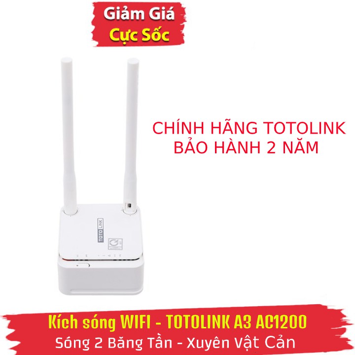 Bộ phát sóng WiFi AC1200 Totolink A3 Bảo hành 24 tháng