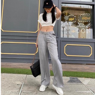 [Kisserine] QUẦN SỌC XÁM KÈM BELT