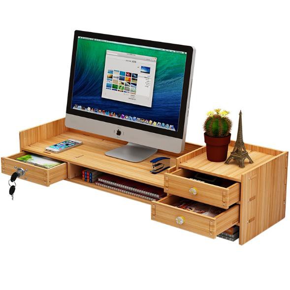 Bàn kê màn hình monitor máy tính bàn có ngăn khóa chống trộm - Harushop168 - SmartStore1688