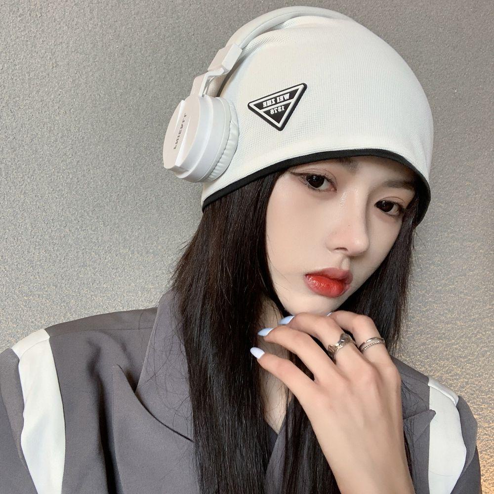 Mũ Beanie Màu Trơn Giữ Ấm Tai In Chữ Phong Cách Hàn Quốc Thời Trang Thu Đông Cho Nam