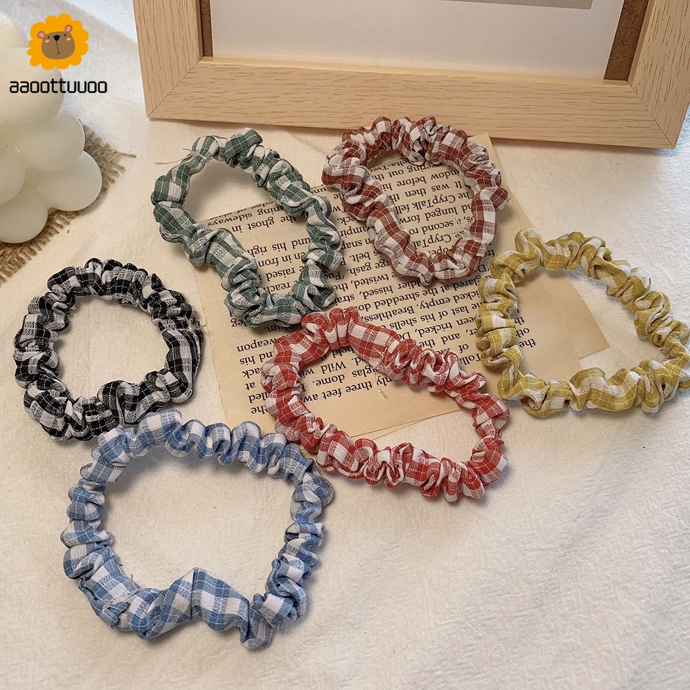 Băng Đô Cài Tóc Họa Tiết Caro Phong Cách Hàn Quốc Cổ Điển 6 Màu Lựa Chọn