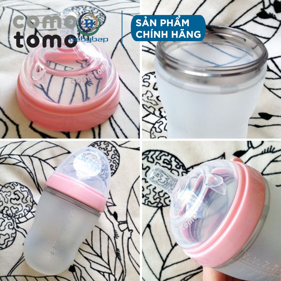 Bộ Hai Bình Silicone Comotomo 250ml Mềm Mại, Trơn Mịn