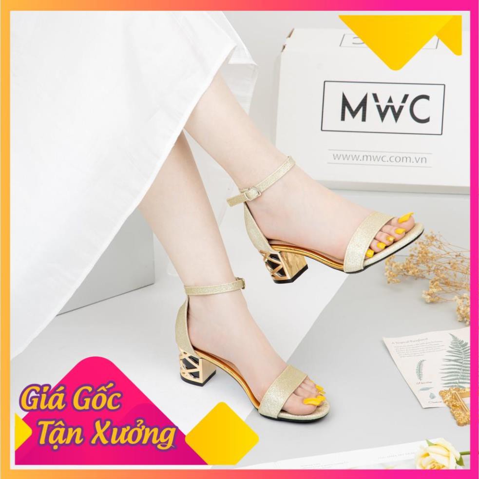 🌈FREESHIP🌈 Giày cao gót quai ngang đế vuông cách điệu MWC NUCG-4128