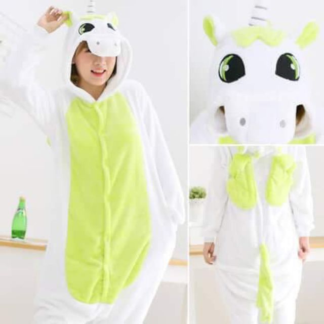 Bộ đồ thú Unicorn xanh