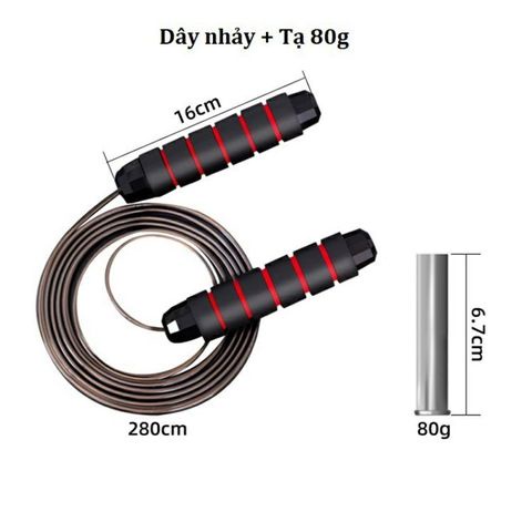 PVN32841 Dây nhảy thể dục lõi thép kèm tạ - tập luyện loại đẹp (kèm tạ 80g) T8