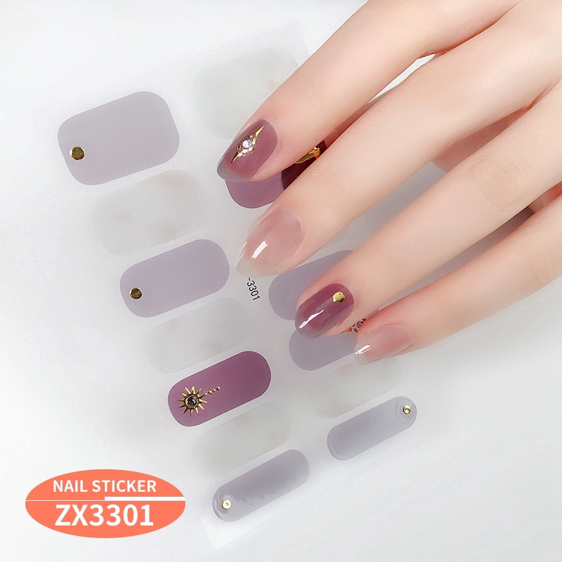 [Hàng mới về] MIếng dán trang trí móng tay in hình laser gradient 3D phối kim cương ngọc trai đá quý ZX3295-3312 DIY
