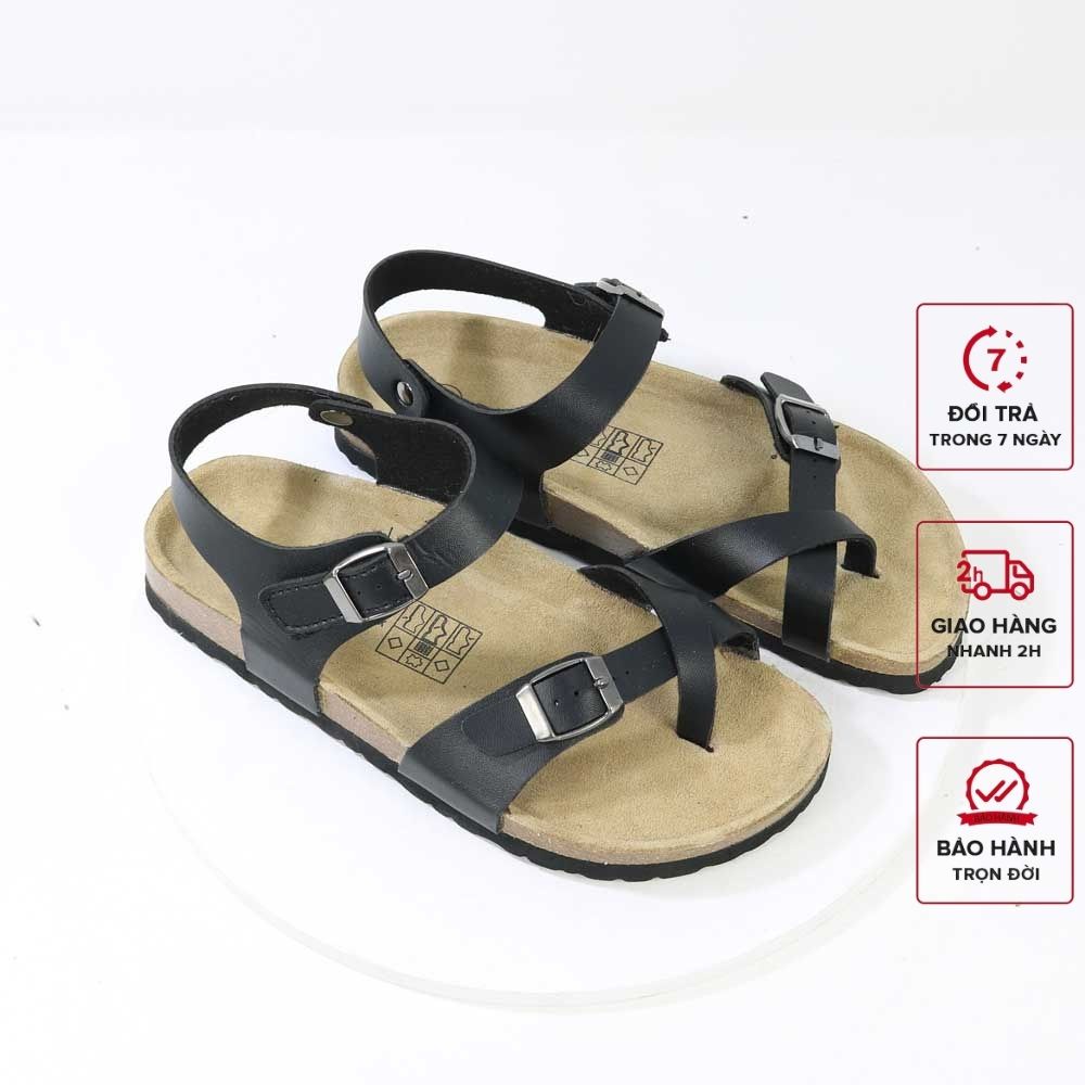 Sandal Nam Nữ Xỏ Ngón Đế Trấu Màu Đen Detaunisex Mã SATA22D Full Box