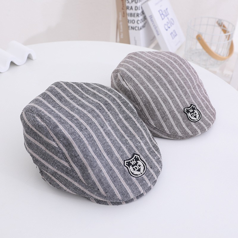 Mũ beret họa tiết sọc phong cách Hàn Quốc thời trang cho bé trai
