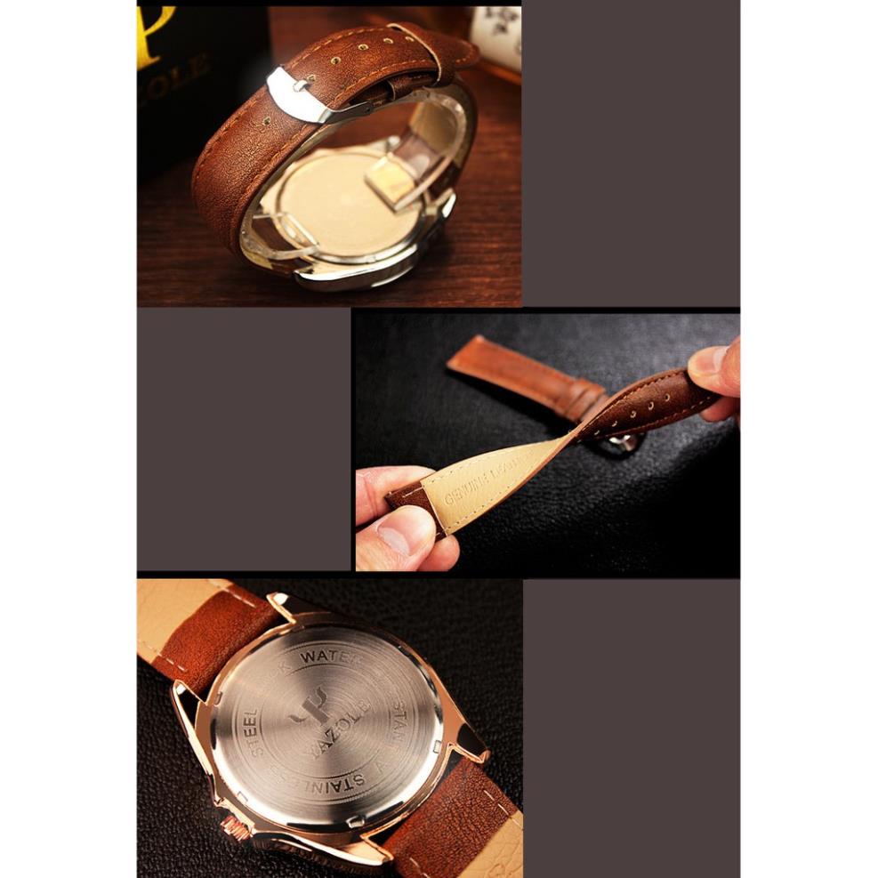 Đồng hồ nam Yazole 336 dây da thời trang cực chất (Vỏ bạc) . | BigBuy360 - bigbuy360.vn