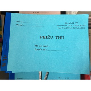 Phiếu thu, phiếu chi 1 liên, 12x18 cm, ford 100 tờ