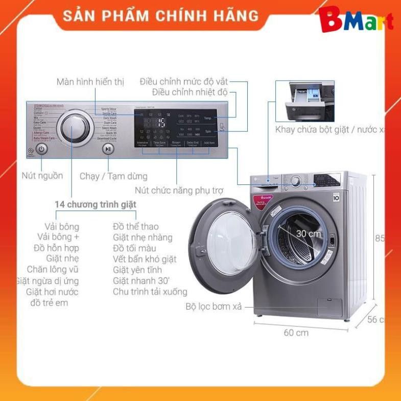 [ VẬN CHUYỂN MIỄN PHÍ KHU VỰC HÀ NỘI ] Máy giặt LG lồng ngang 8kg FC1408S3E, Hàng chính hãng - BH 24 tháng  - BM