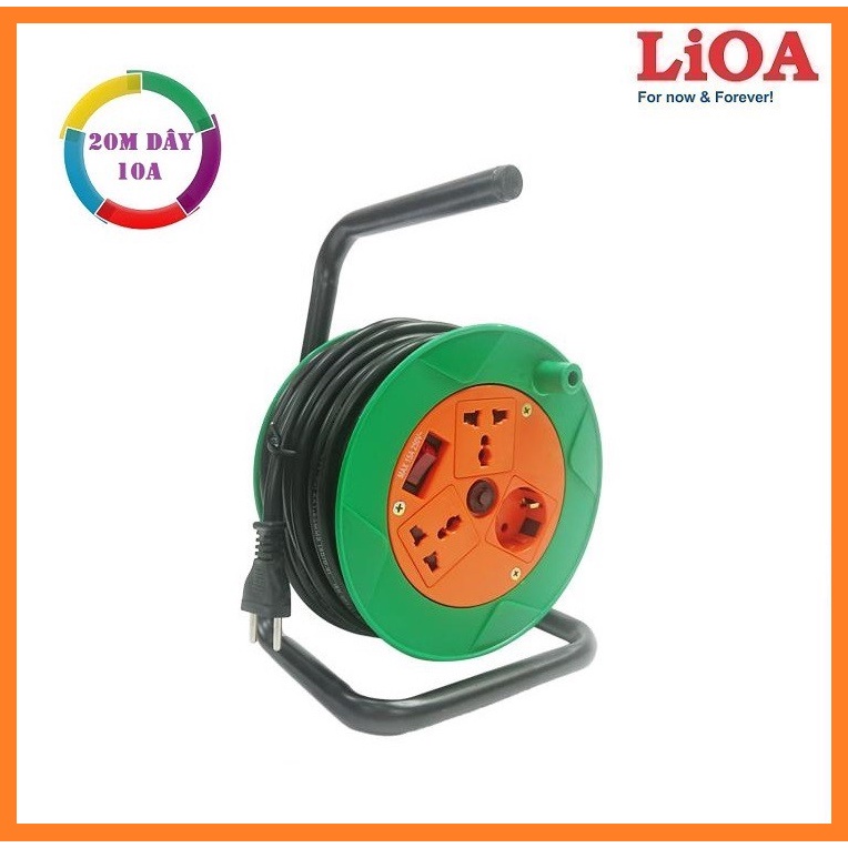 Ổ CẮM LIOA QN20-2-10A &amp; QN20-2-15A ĐA NĂNG QUAY TAY ( 10A &amp; 15A - 20m DÂY ) - KIỂU RULO - NẮP CHE AN TOÀN