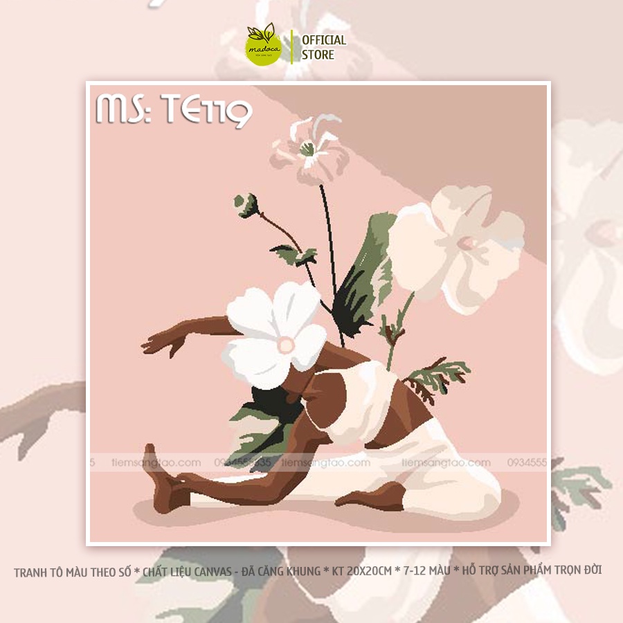 Tranh tô màu khổ 2020 yoga tận hưởng niềm vui của hoa TE119