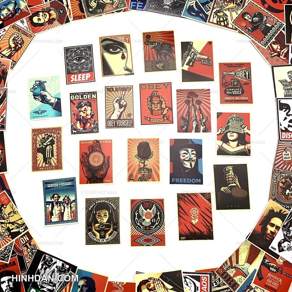 Obey sticker siêu chống nước dán nón bảo hiểm, dán xe, dán laptop, dán đàn guitar...