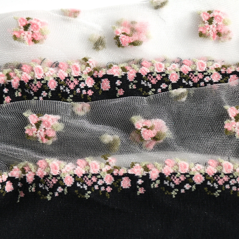 Spring summer Flowers Lace Harajuku Socks Women Transparent Mesh Calcetines