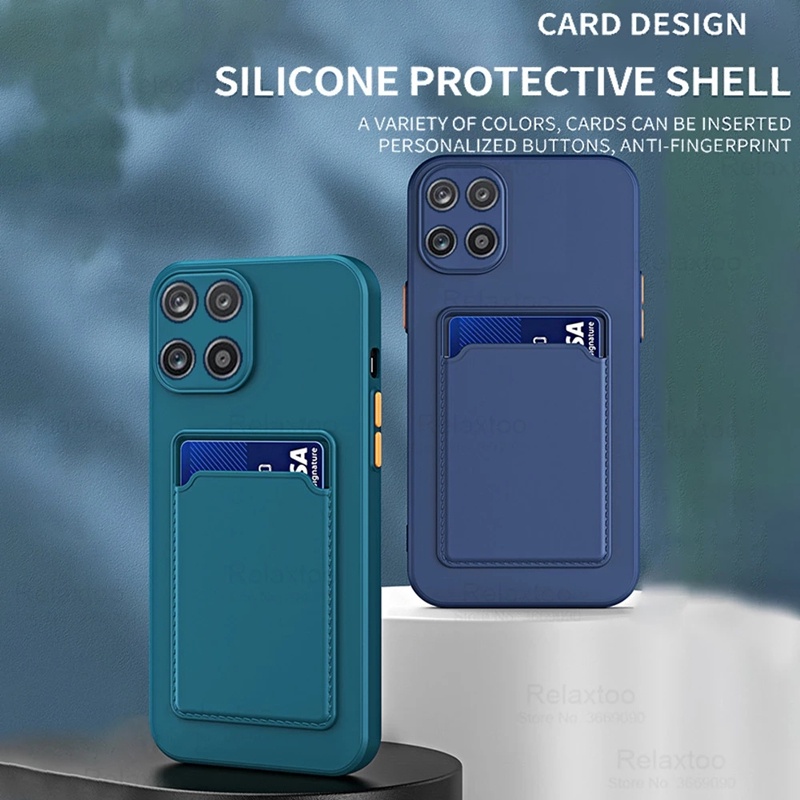 Ốp Điện Thoại Silicon Mềm Chống Sốc Có Ngăn Đựng Thẻ Cho OPPO A54 4g OPPO F19 Pro A74 A94 Reno 5F A16 A55 Reno 6 5g
