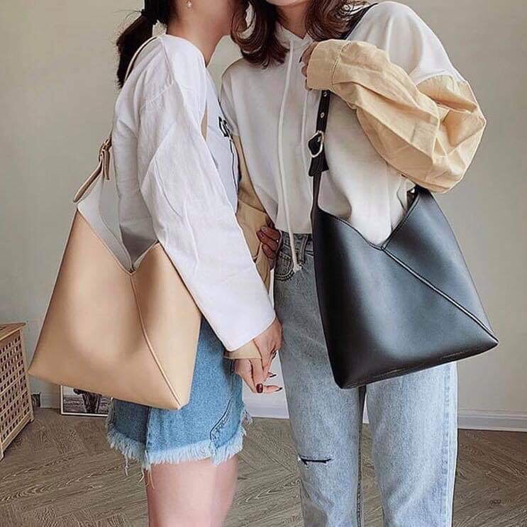 [Tặng Kèm Ví Nhỏ]Túi Xách da Cut - Out Bag trẻ trung