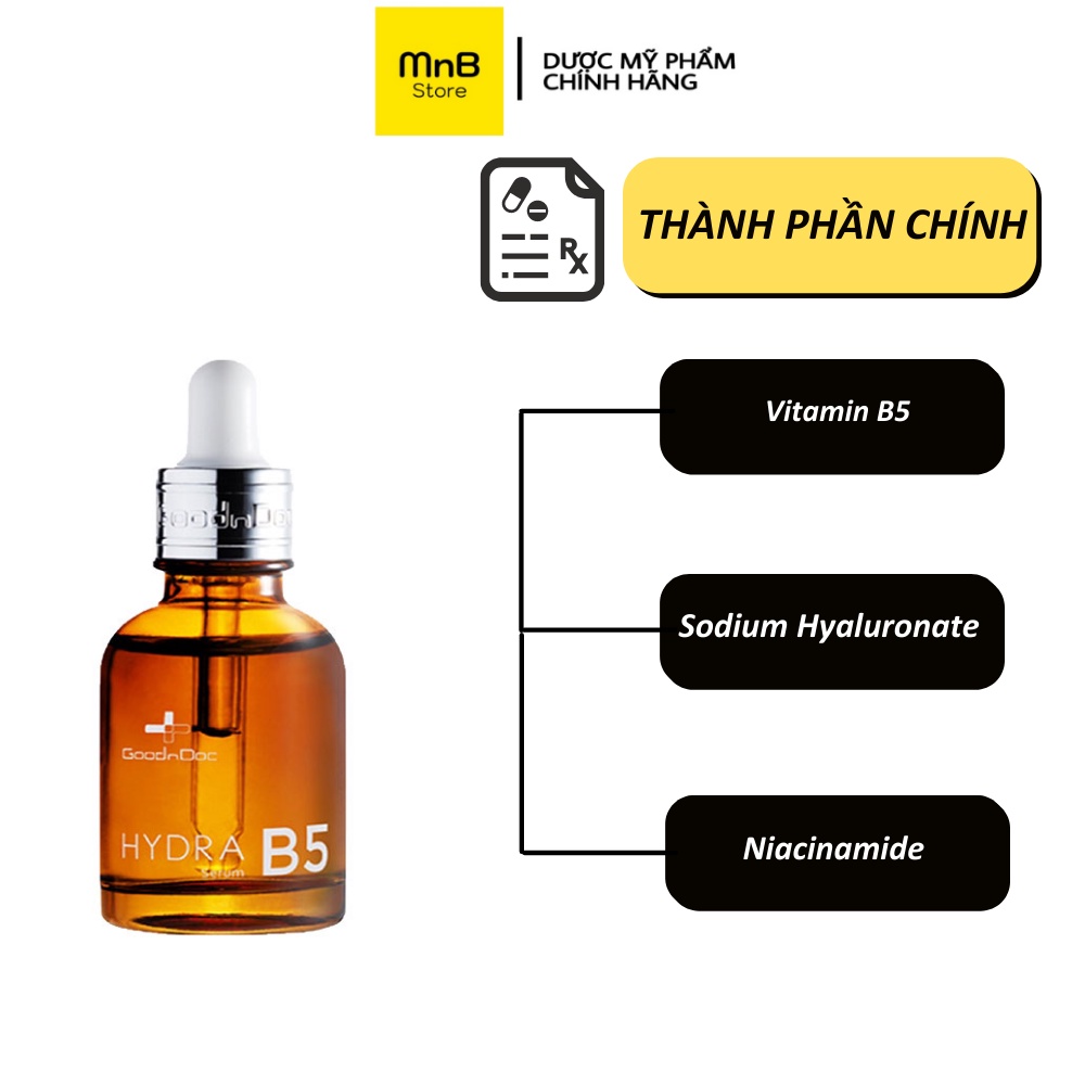 Serum B5 Goodndoc Hydra tinh chất phục hồi dưỡng ẩm và làm dịu cho da dầu mụn nhạy cảm 30ml