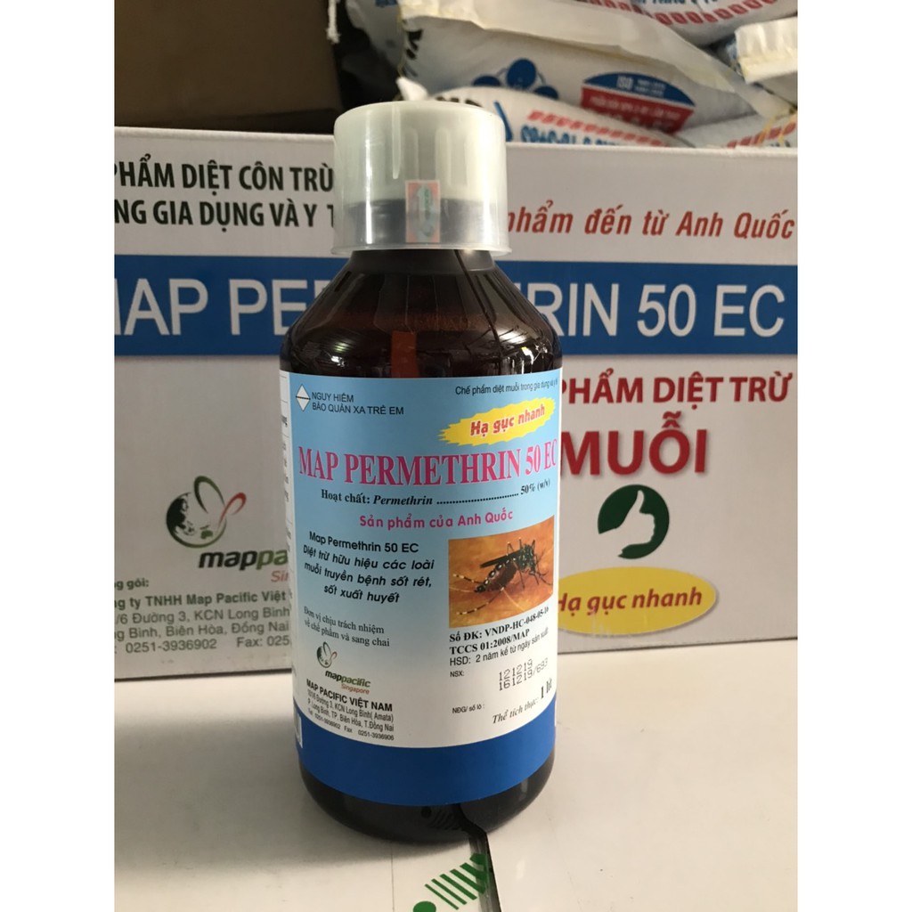 Thuốc diệt muỗi, côn trùng Map Permethrin 50EC - Chai 1 Lít (Xuất xứ Anh Quốc)