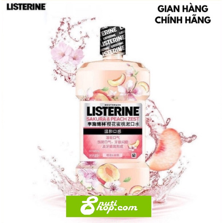[HOT] Nước súc miệng LISTERINE mùi đào Sakura &amp; Peach thơm miệng ngừa sâu răng - 500 ml